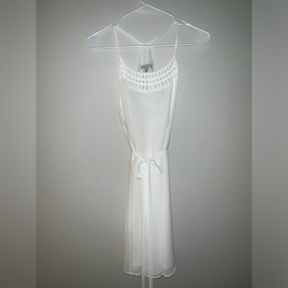 Naked Zebra Side Tie Racerbake Mini Dress White Size Small